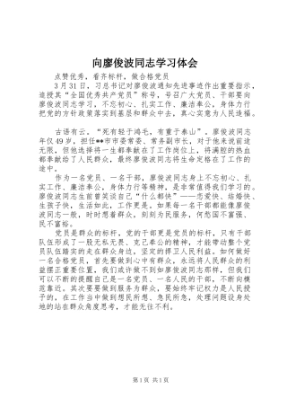 向廖俊波同志学习体会