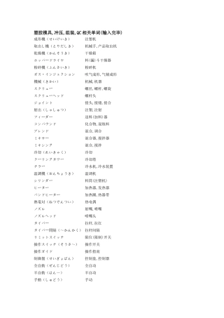 机械塑料中日对照表