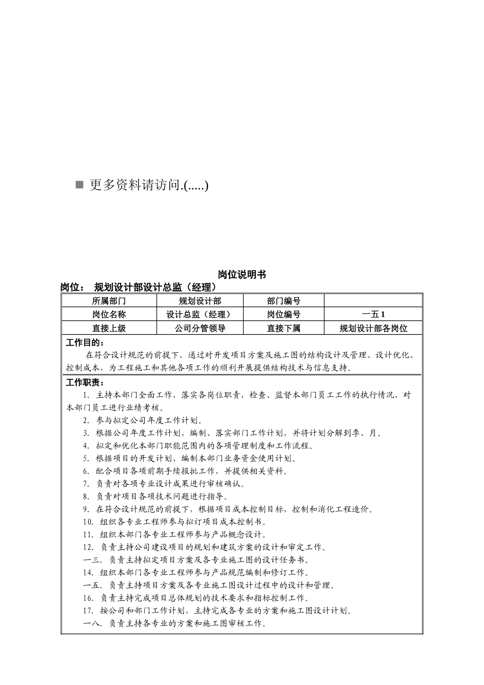 企业规划设计部各工程师岗位职责_第1页