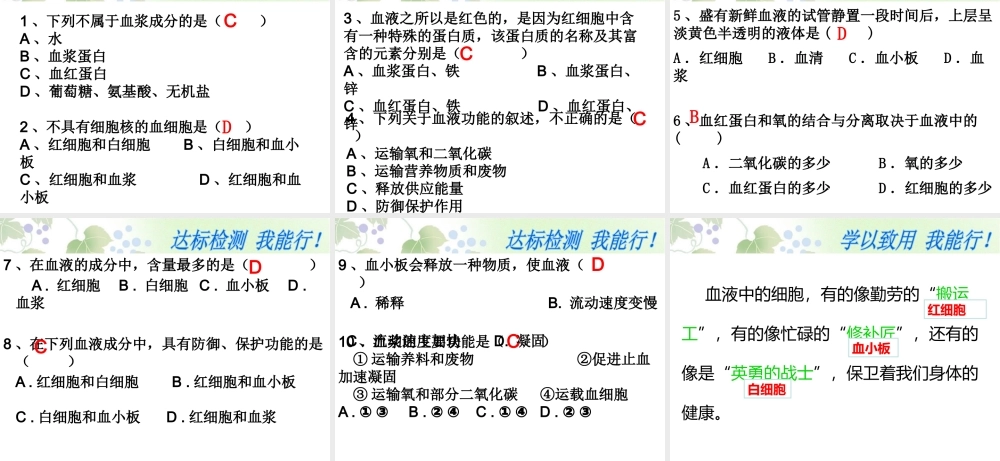 第一节流动的组织——血液