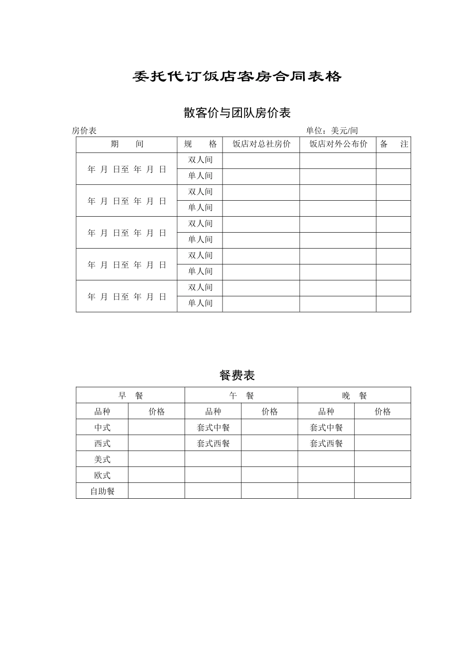 酒店实用表格全集--chenqing968200_第1页