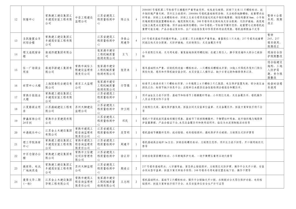 全市在建工程塔式起重机安全专项检查情况汇总表doc-全市_第2页