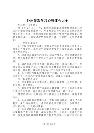 外出参观学习心得体会大全