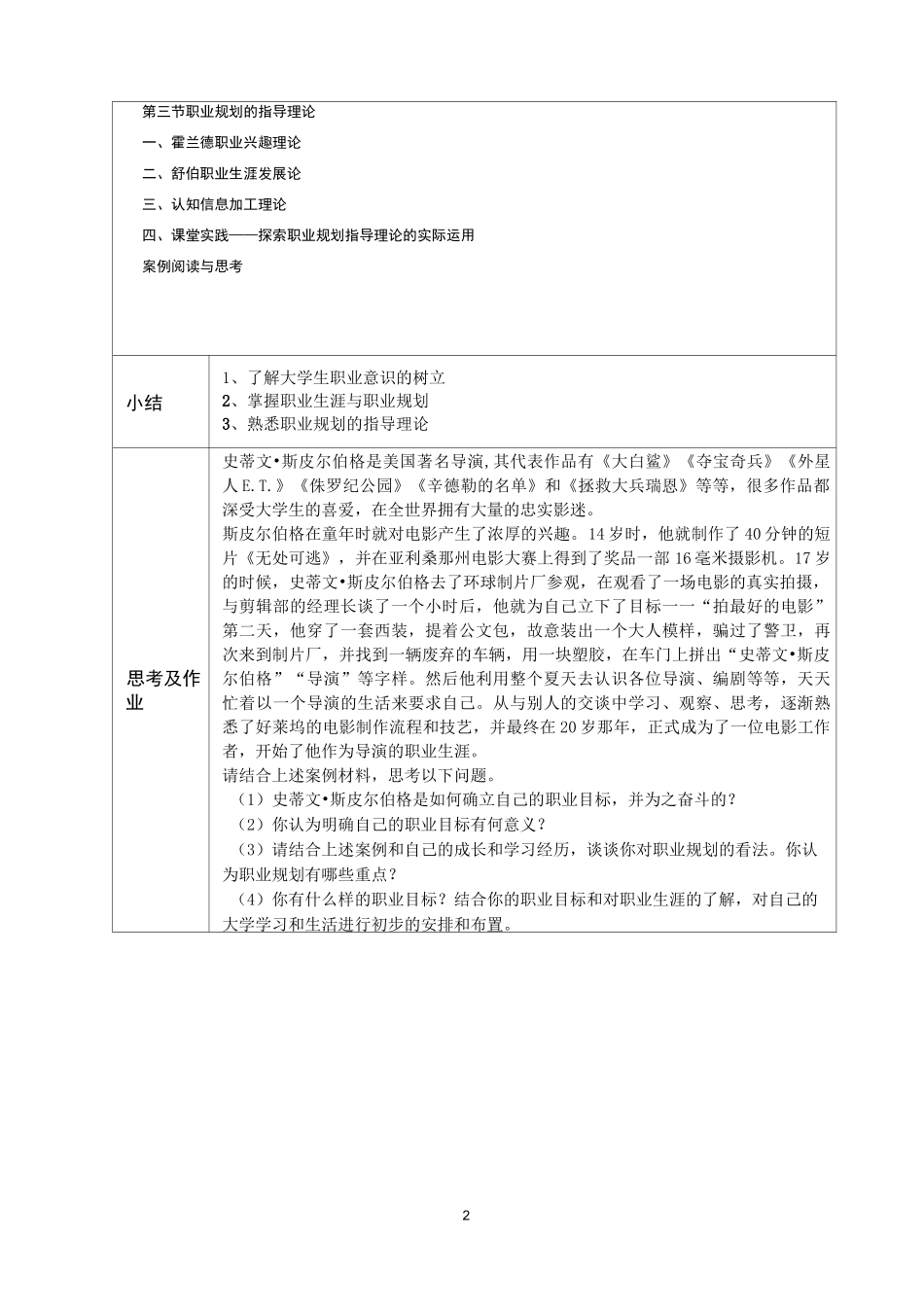 大学生职业生涯规划与就业指导(微课版)教学教案_第2页