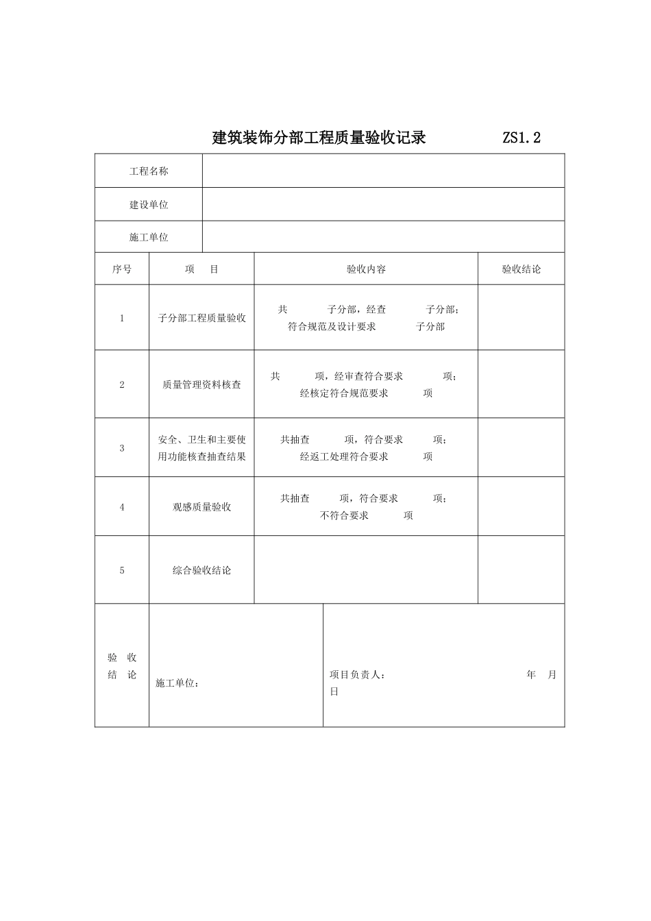装饰工程竣工验收表格_第2页