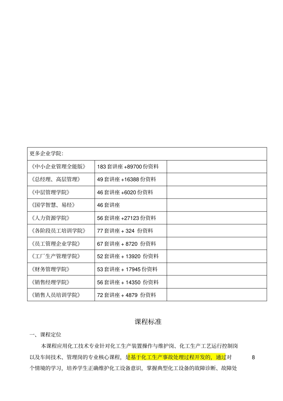 化工技术专业课程标准_第1页