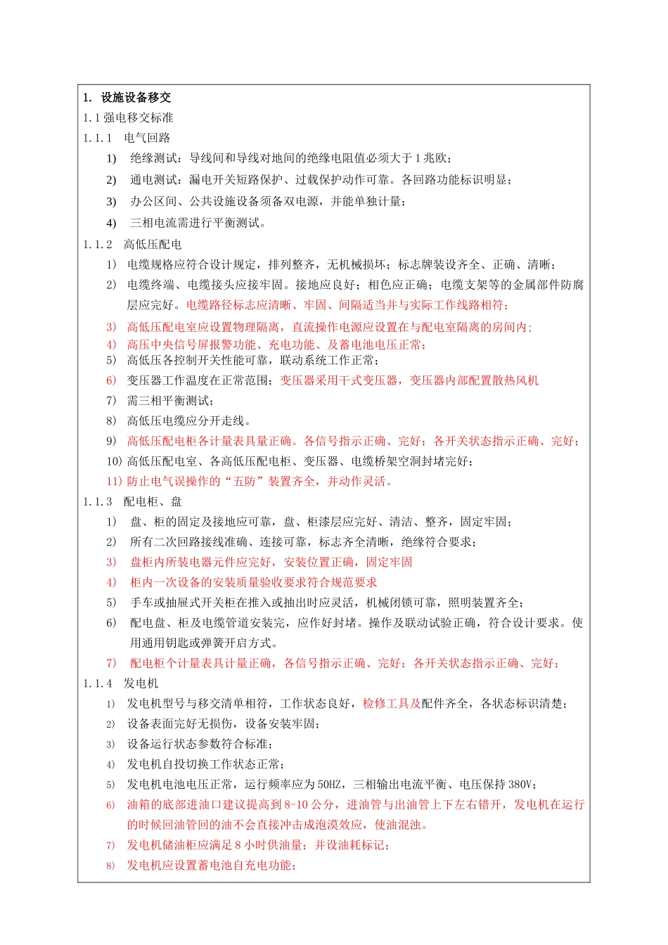 项目移交物业-设备移交标准（修改）_第2页