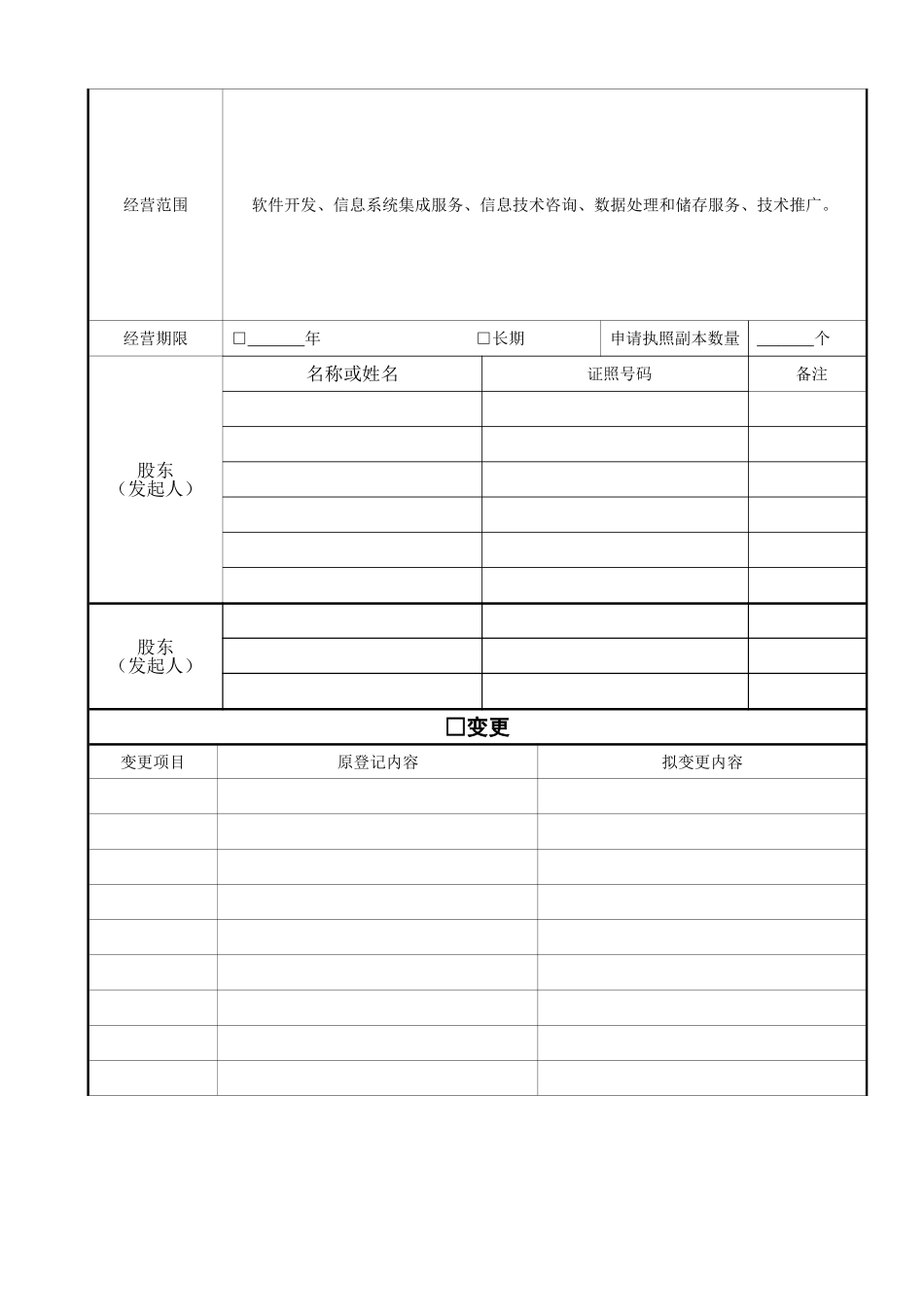 公司设立材料模板(全套模板)_第2页