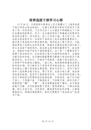 培养选拔干部学习心得