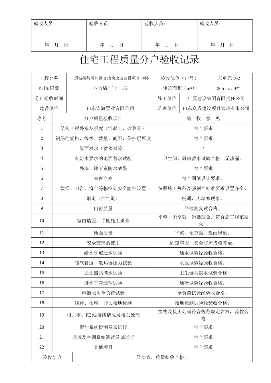 一梯四户住宅工程质量分户验收记录(4)_第2页