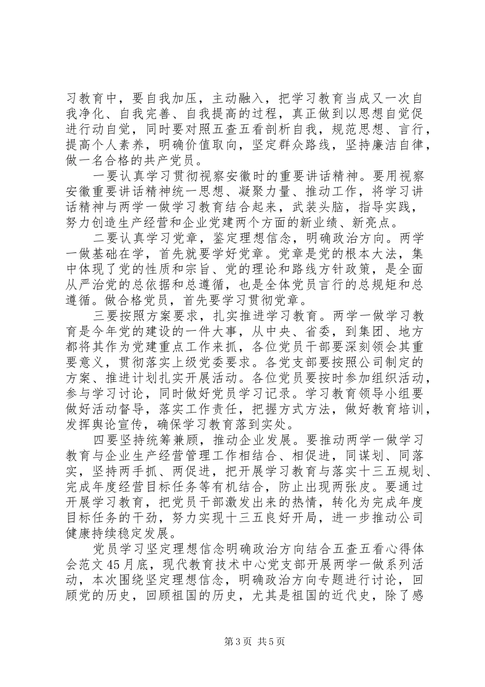 坚定理想信念明确政治方向结合五查五看心得体会_第3页