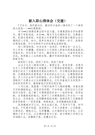 新入职心得体会（交建）