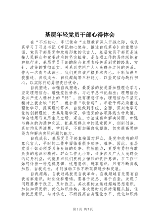 基层年轻党员干部心得体会