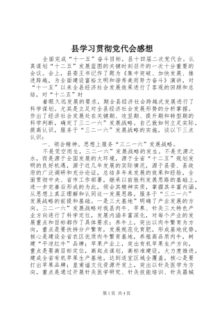 县学习贯彻党代会感想