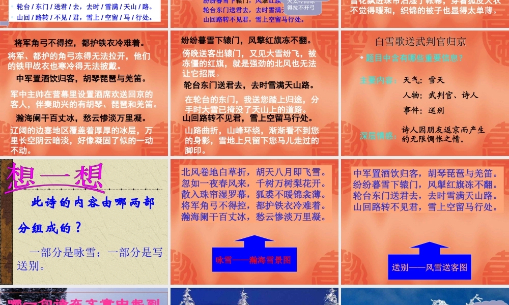 白雪歌送武判官归京课件
