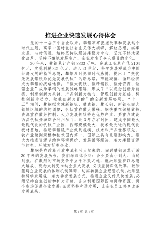 推进企业快速发展心得体会