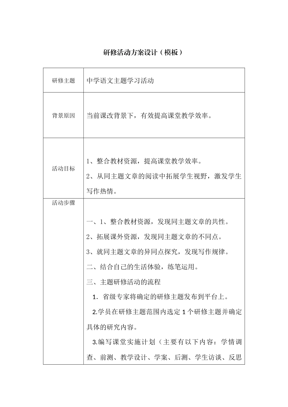 主题研修活动设计方案(模板)_第1页