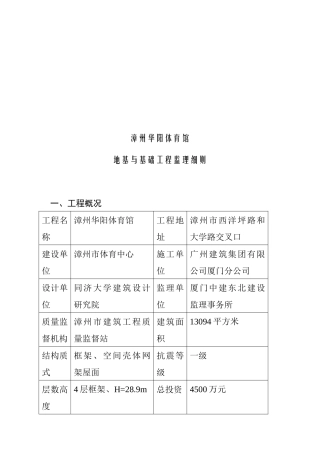 漳州某体育馆地基及基础工程监理细则