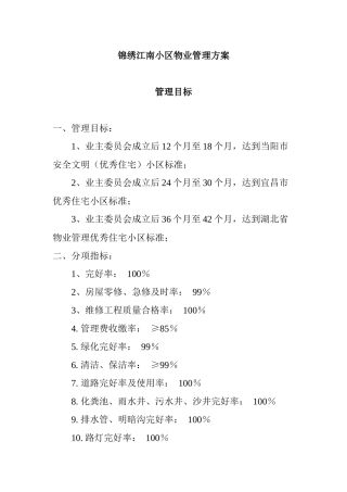 江南小区物业管理方案陈述