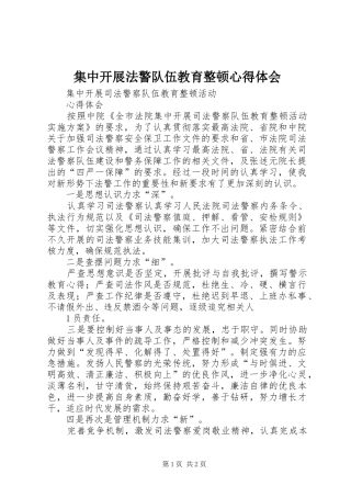 集中开展法警队伍教育整顿心得体会
