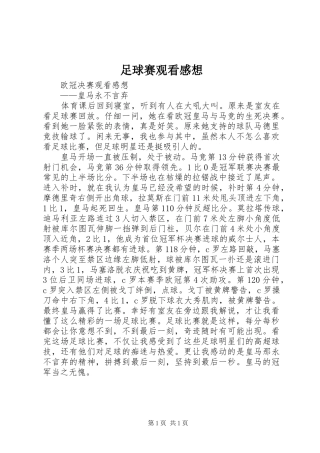 足球赛观看感想