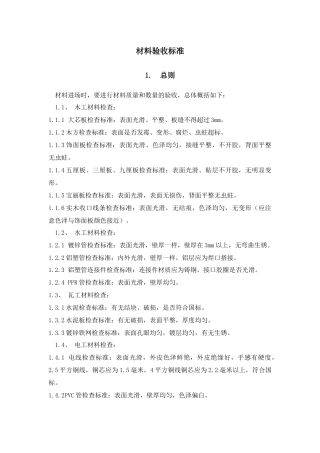 精装修材料验收标准