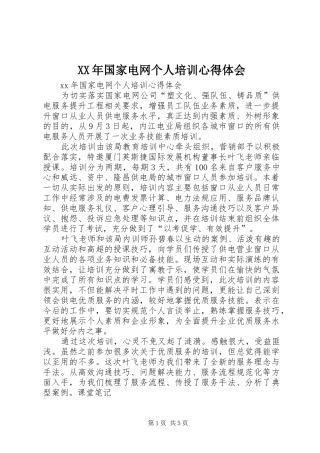 XX年国家电网个人培训心得体会