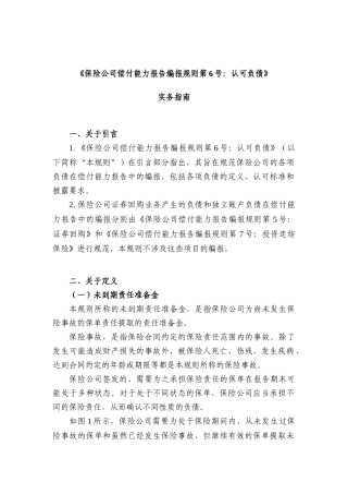 《保险公司偿付能力报告编报规则第6号