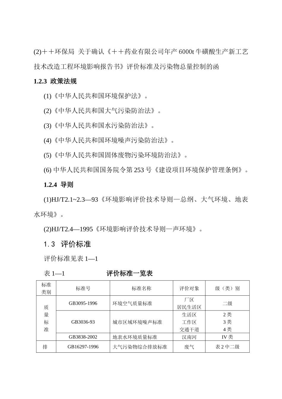 某某药业有限公司年产6000吨牛磺酸生产新工艺技术改造工程环境影响报告书_第3页