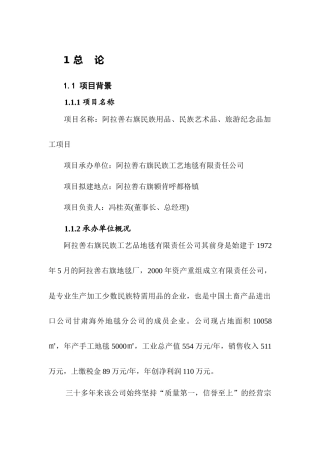 阿拉善右旗民族用品、民族艺术品、旅游纪念品加工项目