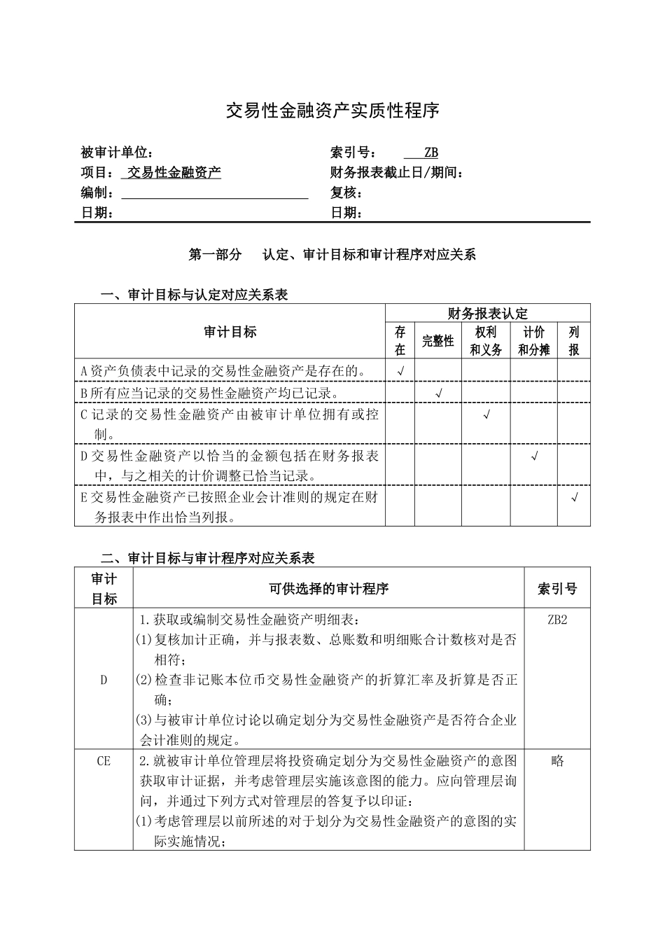 交易性金融资产实质性程序_第1页