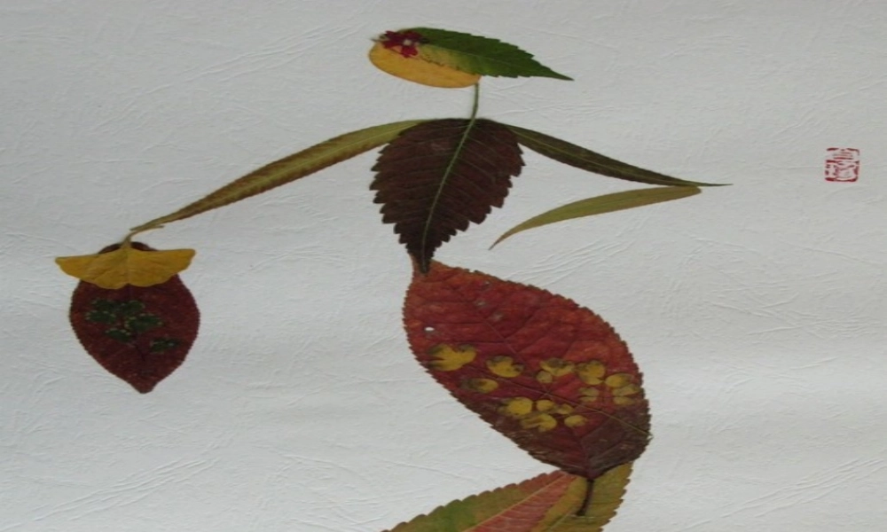 《树叶贴画》