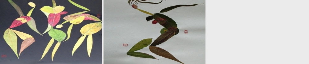 《树叶贴画》