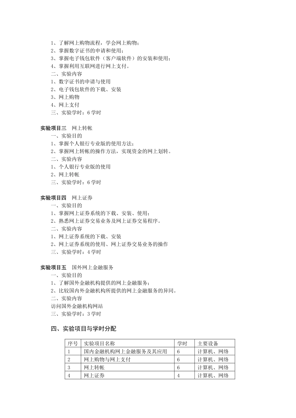 网上支付与电子银行实训教学大纲_第2页