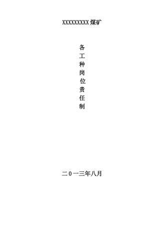 XXXX年XX煤矿各工种岗位责任制汇编