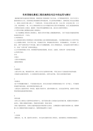 车库顶绿化景观工程在高档住宅区中的运用与探讨
