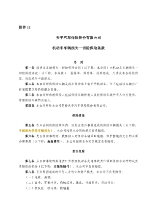 机动车车辆损失一切险保险条款