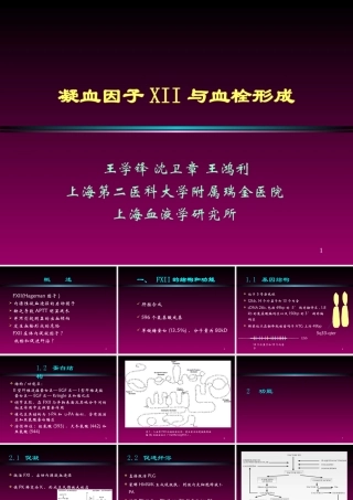 王学锋-凝血因子XII与血栓形成