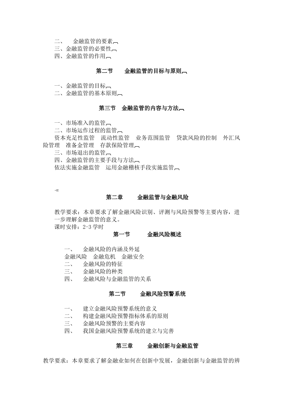 金融监管学教学大纲_第3页