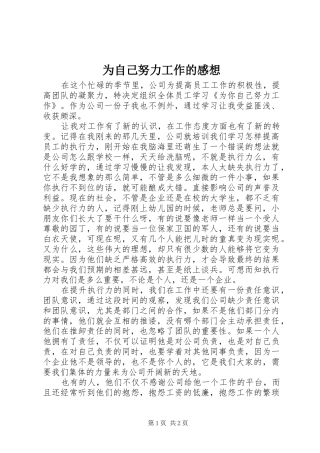 为自己努力工作的感想