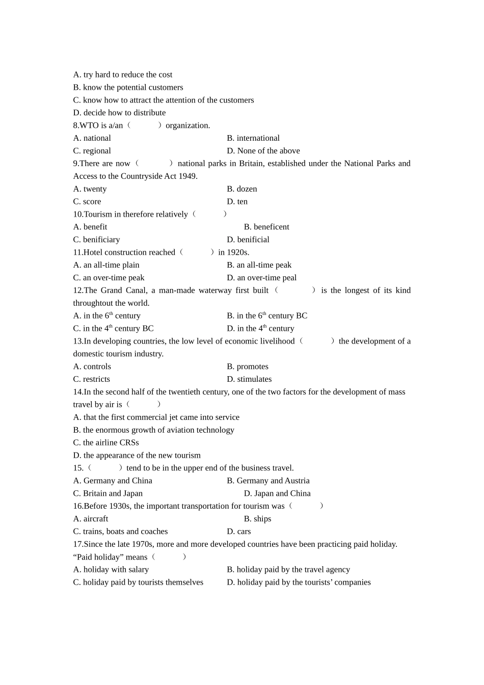 旅游英语选读试题汇编_第2页