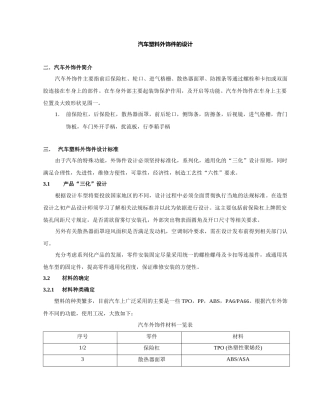 汽车塑料外饰件的设计