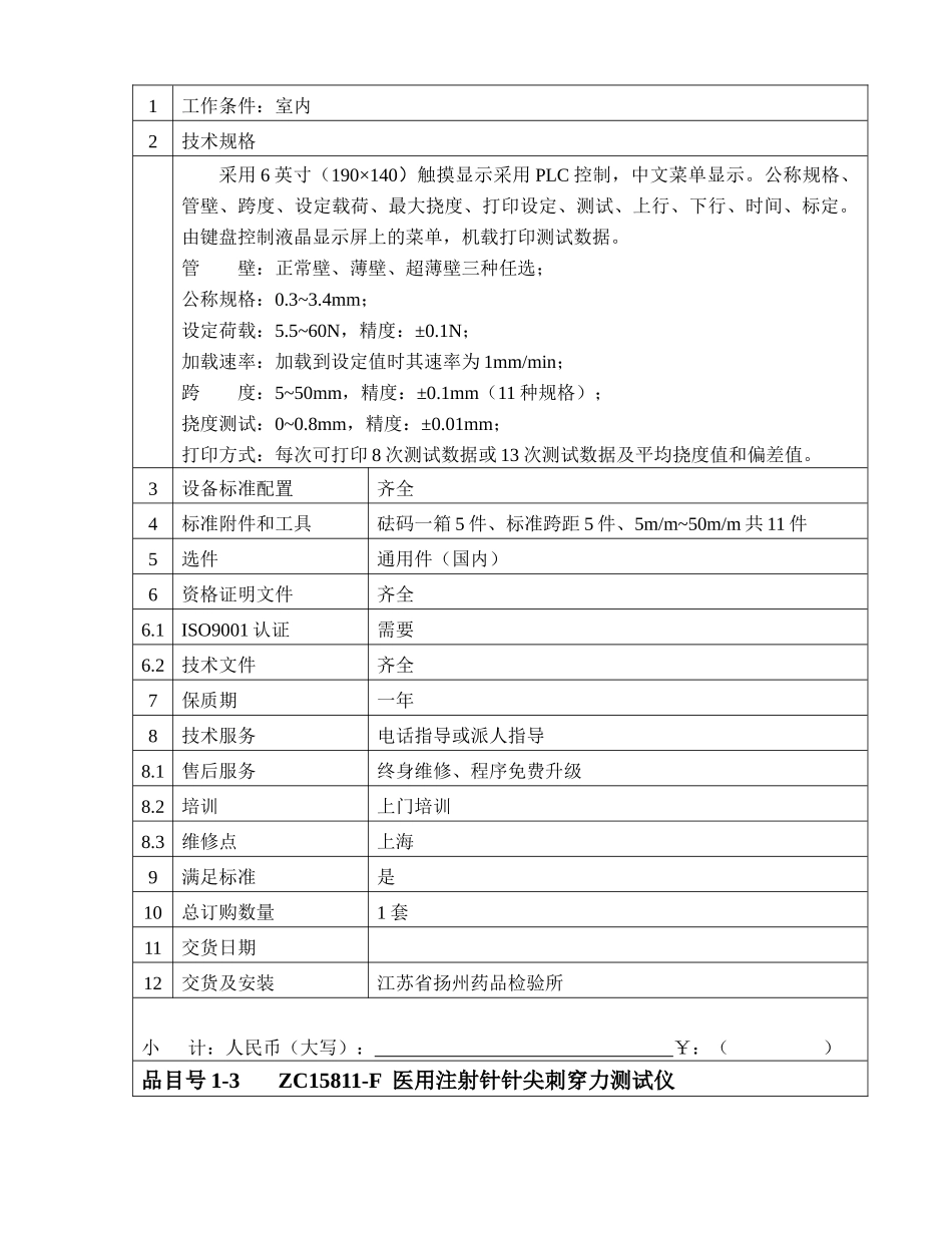 江苏省扬州药品检验所医疗设备询价采购报价明细汇总表_第2页
