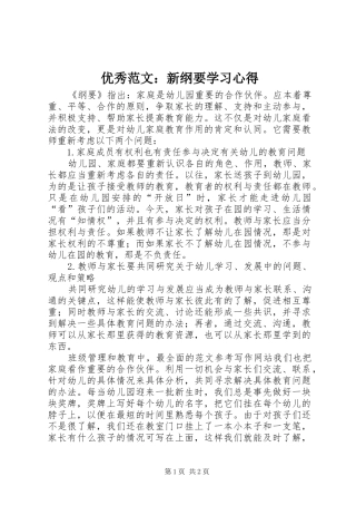 优秀范文：新纲要学习心得