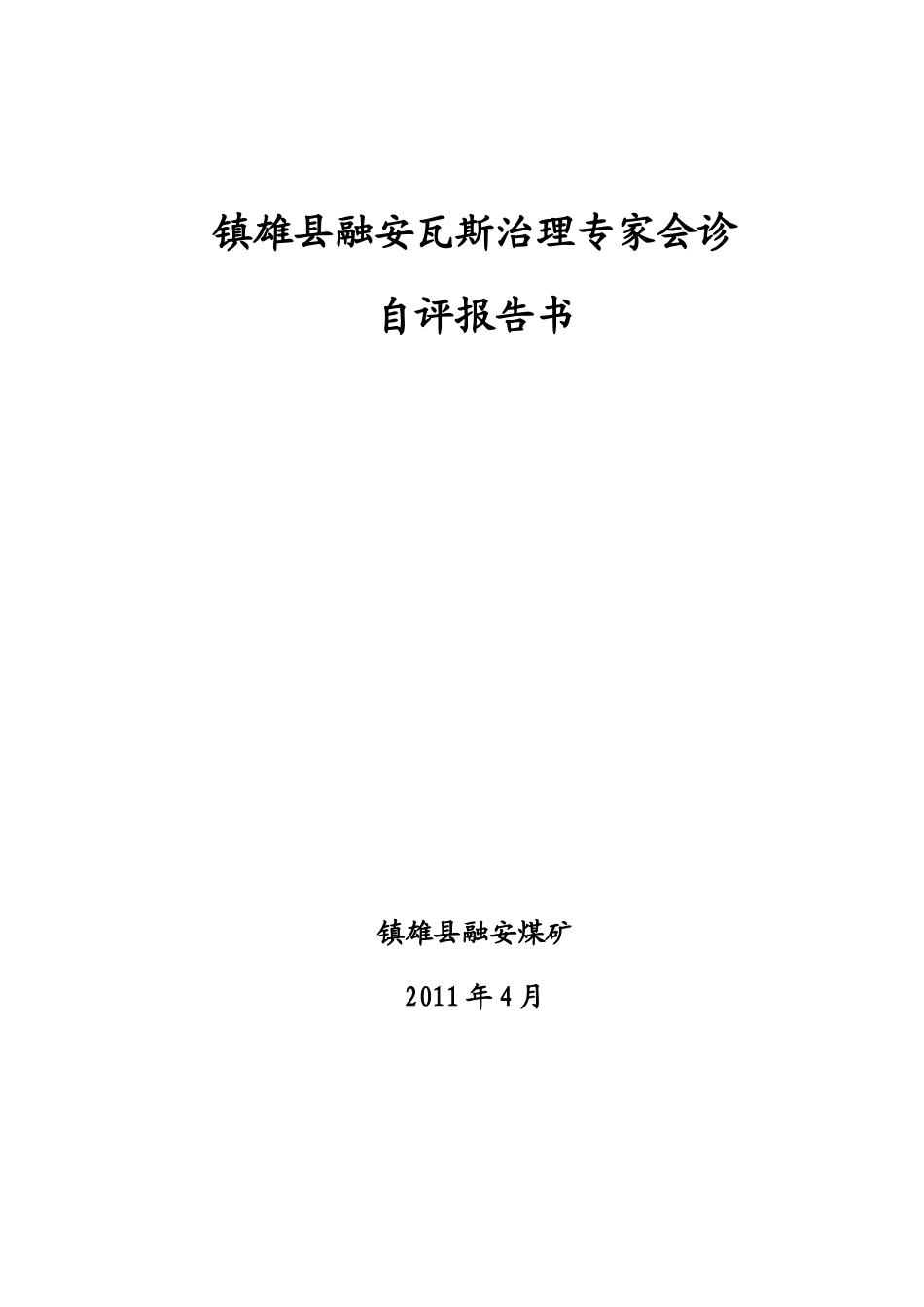 融安煤矿瓦斯治理专家会诊自评报告书_第1页