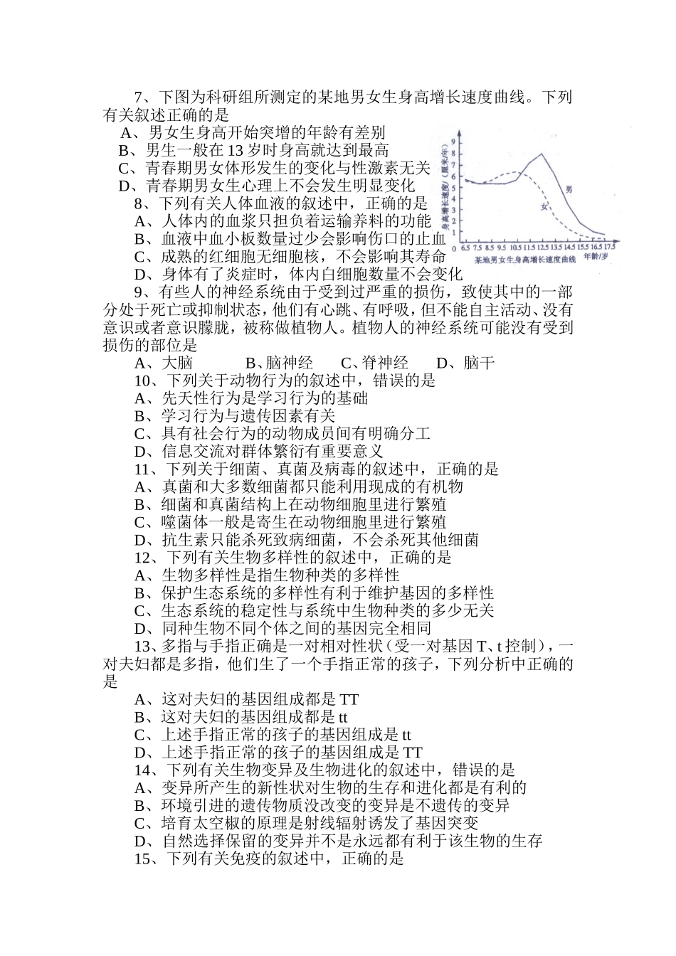 2015年生物中考题_第2页