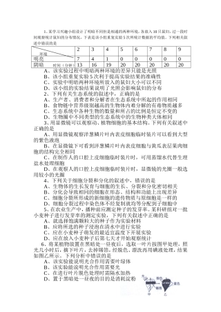 2015年生物中考题