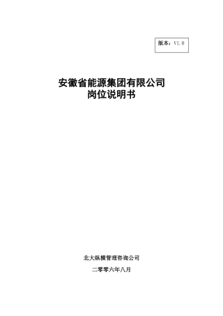 某能源集团有限公司岗位说明书