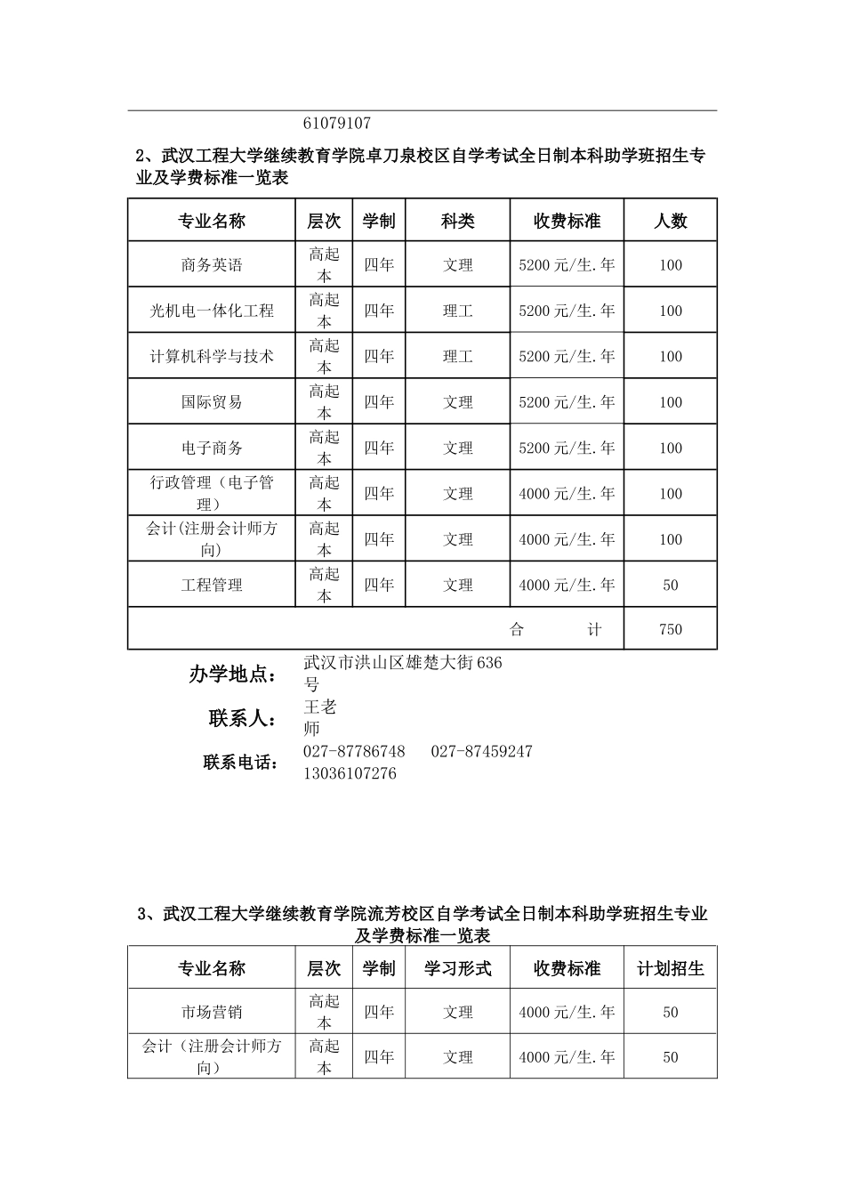 1、武汉工程大学继续教育学院吴家湾校区自学考试全日制本科助学_第2页