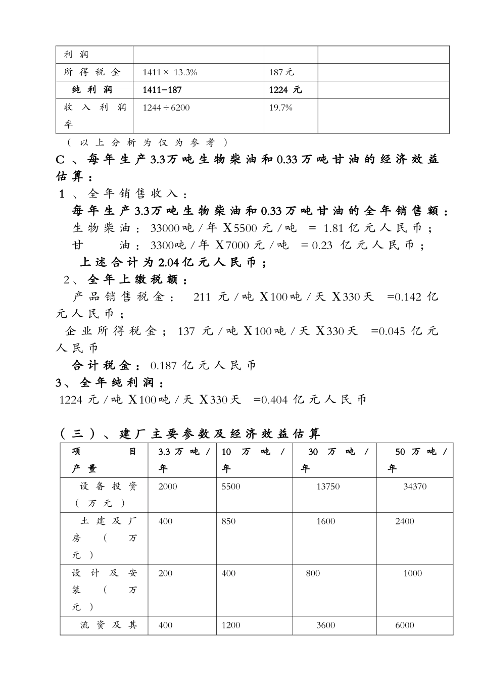 （接上页）生物柴油：33000吨年Χ5500元吨=181_第2页